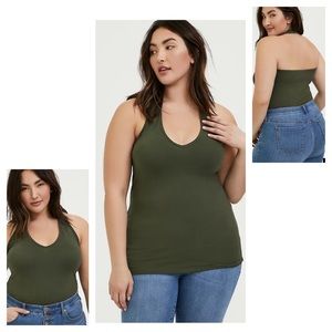 Torrid 6 Deep Depths Olive Green Foxy Halter Tank Top Sz 6X